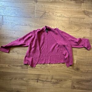 Eileen Fisher Linen/Cotton Raspberry Cardigan Petite Large